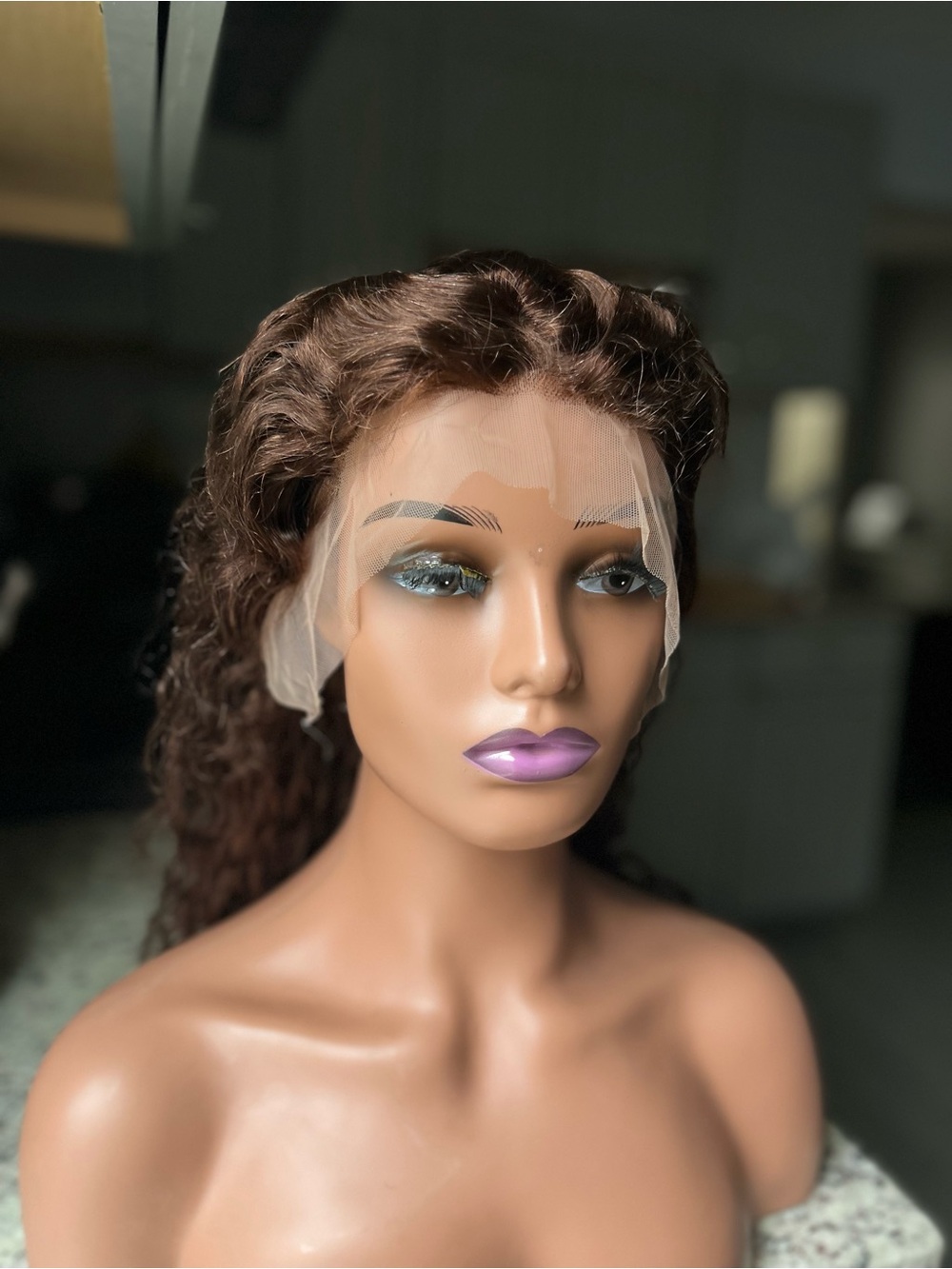 13*4 Brown Lace Front Human Hair Wig - Natural Brown 18”